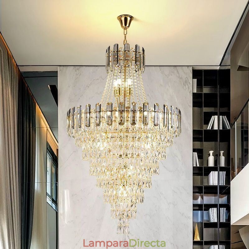 Lámpara colgante de cristal moderna y elegante, lámpara colgante cónica