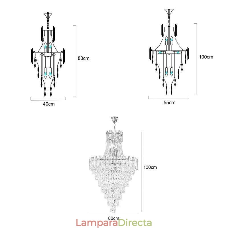 Lámpara colgante de cristal moderna y elegante, lámpara colgante cónica