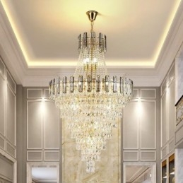 Lámpara colgante de cristal moderna y elegante, lámpara colgante cónica