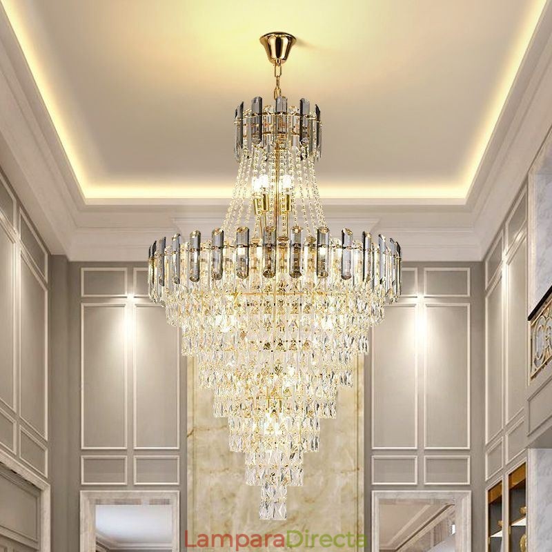 Lámpara colgante de cristal moderna y elegante, lámpara colgante cónica