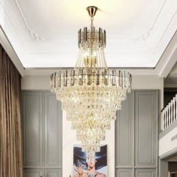 Lámpara colgante de cristal moderna y elegante, lámpara colgante cónica