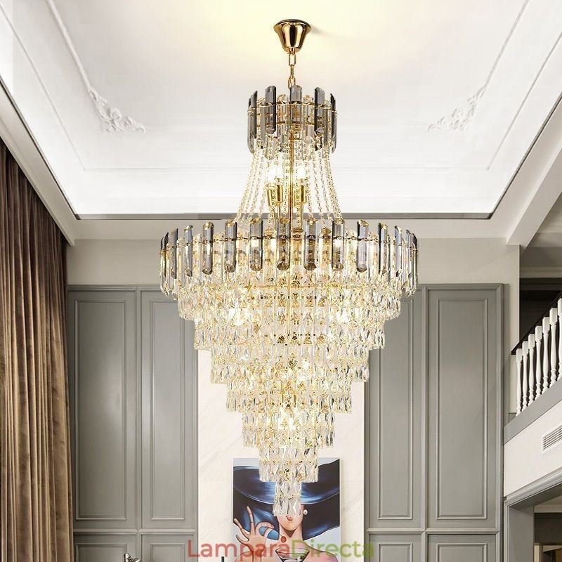 Lámpara colgante de cristal moderna y elegante, lámpara colgante cónica