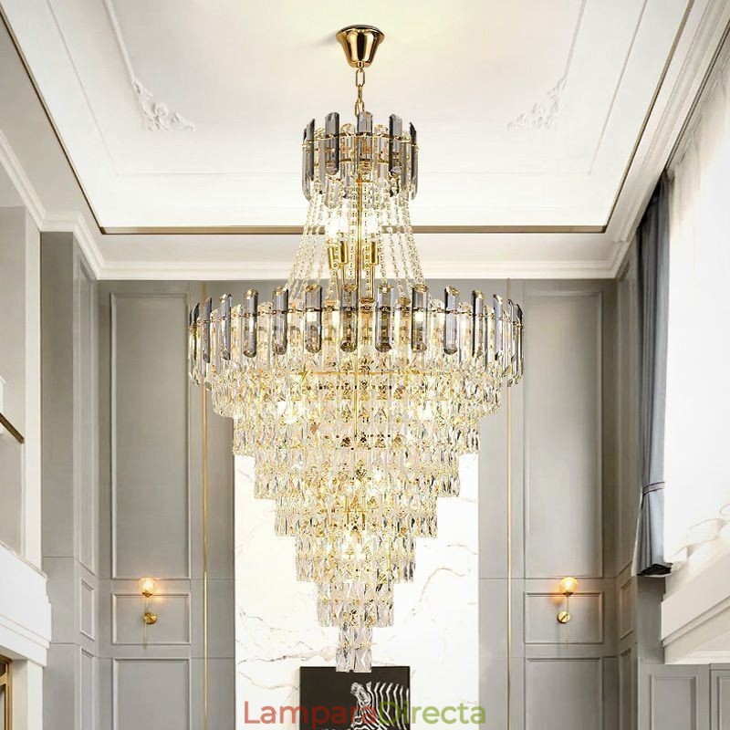 Lámpara colgante de cristal moderna y elegante, lámpara colgante cónica