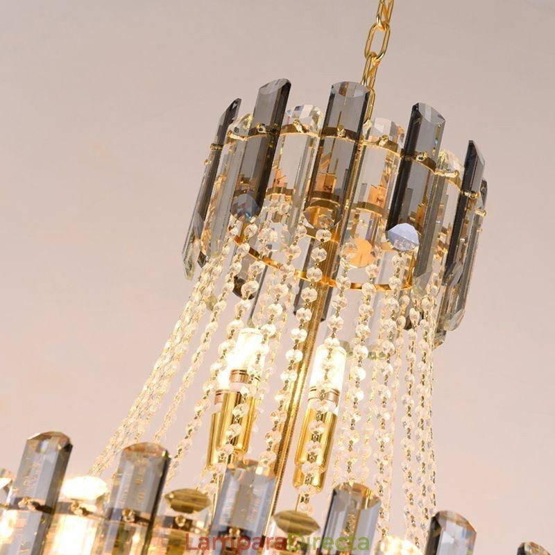 Lámpara colgante de cristal moderna y elegante, lámpara colgante cónica