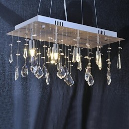 Lámpara de araña clásica tradicional de metal cromado y cristal