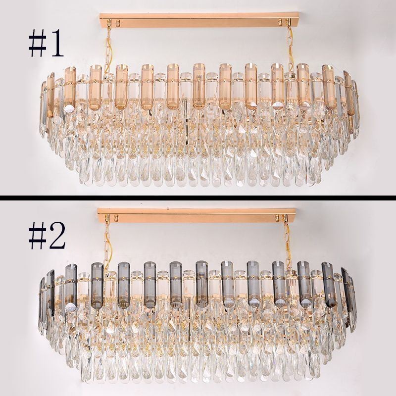 Lámpara colgante de cristal moderna, lámpara de techo ovalada