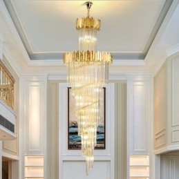 Lámpara colgante europea de cristal para escaleras y vestíbulo