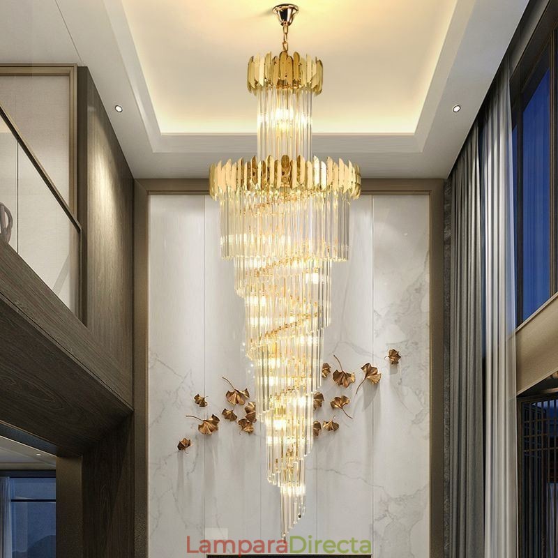 Lámpara colgante europea de cristal para escaleras y vestíbulo