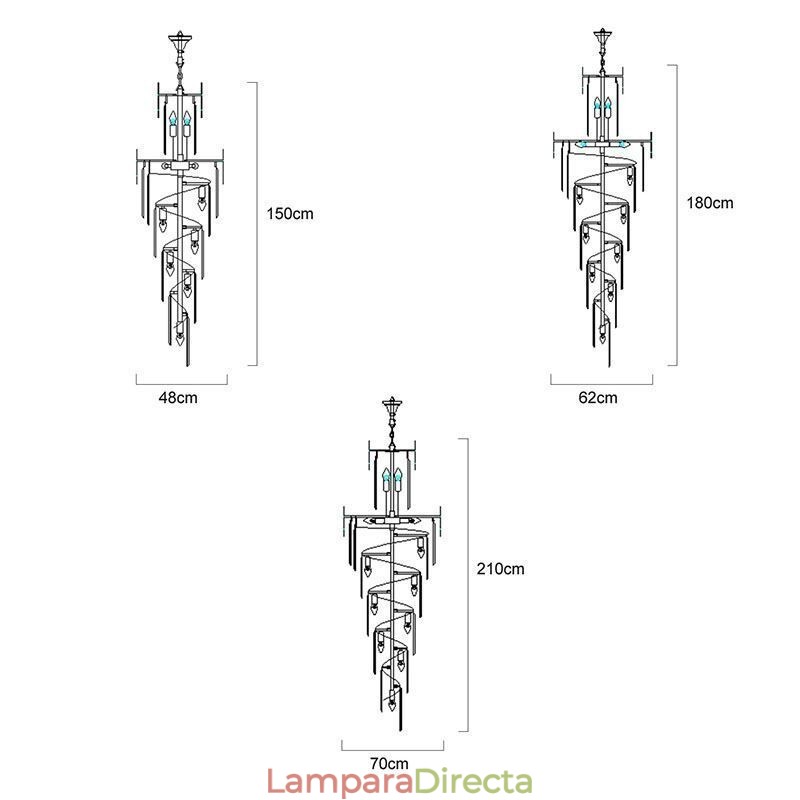 Lámpara colgante europea de cristal para escaleras y vestíbulo