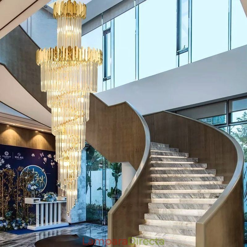 Lámpara colgante europea de cristal para escaleras y vestíbulo