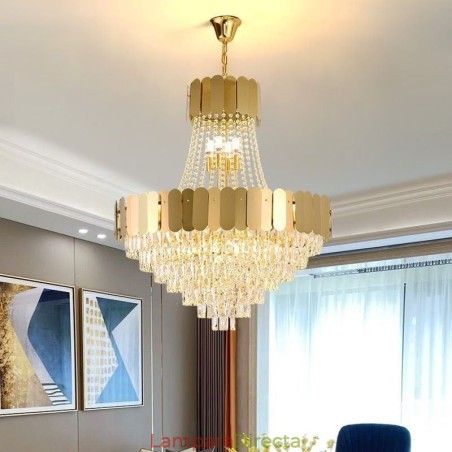 Lámpara colgante de techo moderna de cristal dorado K9 Lámpara colgante de techo moderna de cristal dorado K9