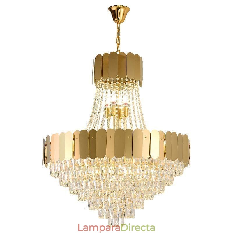 Lámpara colgante de techo moderna de cristal dorado K9