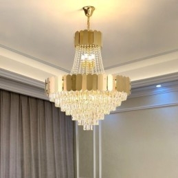 Lámpara colgante de techo moderna de cristal dorado K9