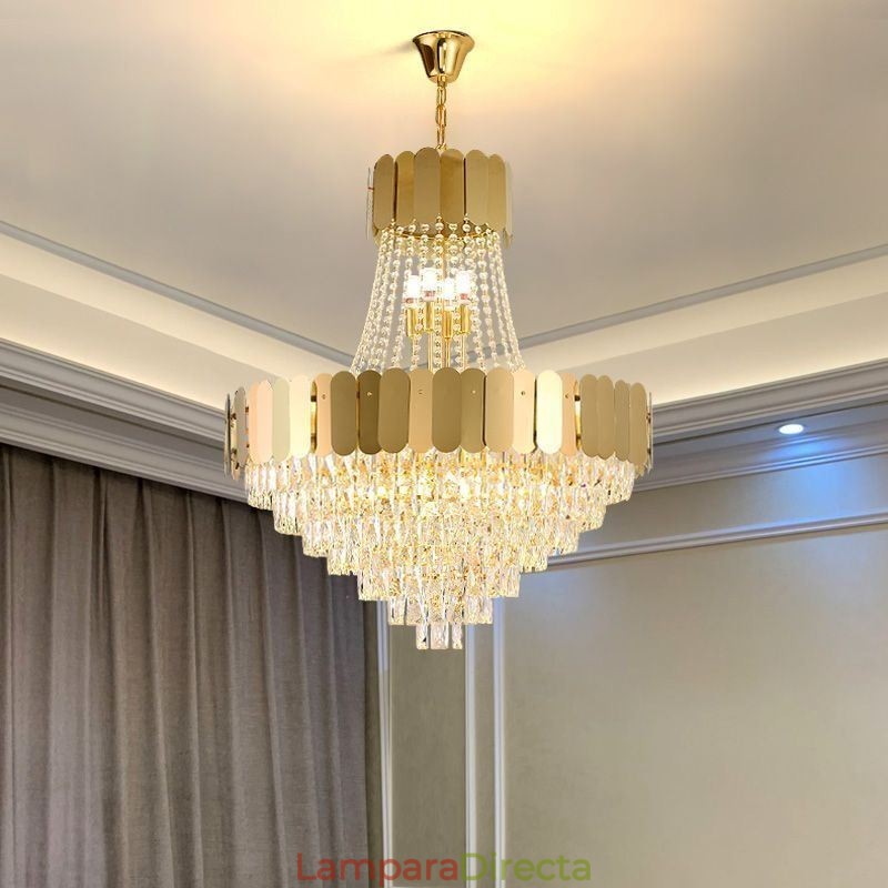 Lámpara colgante de techo moderna de cristal dorado K9
