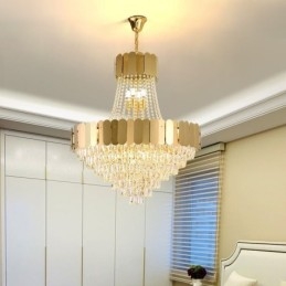 Lámpara colgante de techo moderna de cristal dorado K9