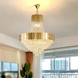 Lámpara colgante de techo moderna de cristal dorado K9