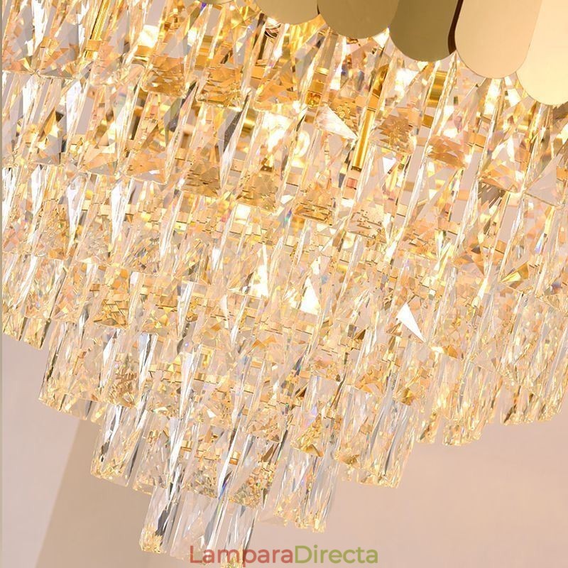 Lámpara colgante de techo moderna de cristal dorado K9