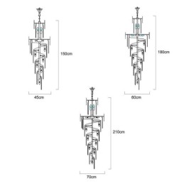 Lámpara colgante de techo alto de cristal europeo para escaleras