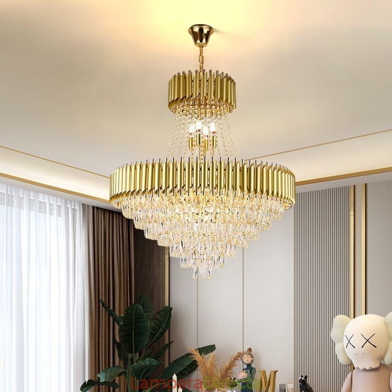 Lámpara colgante de cristal moderna, lámpara de techo redonda, luces colgantes
