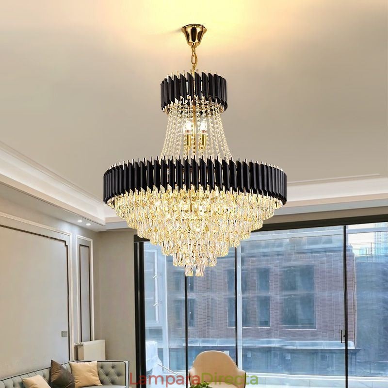 Lámpara colgante de cristal moderna, lámpara de techo redonda, luces colgantes
