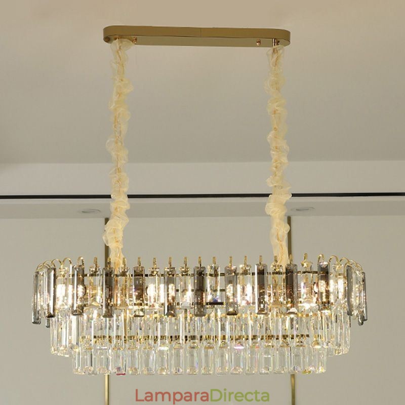 Lámpara colgante rectangular de cristal para techo