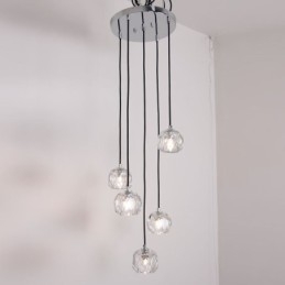 Lámpara colgante de techo moderna de cristal con forma de balón de fútbol