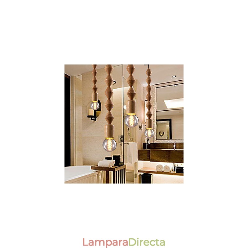 Lámpara de araña de bambú de madera de estilo mini clásico tradicional