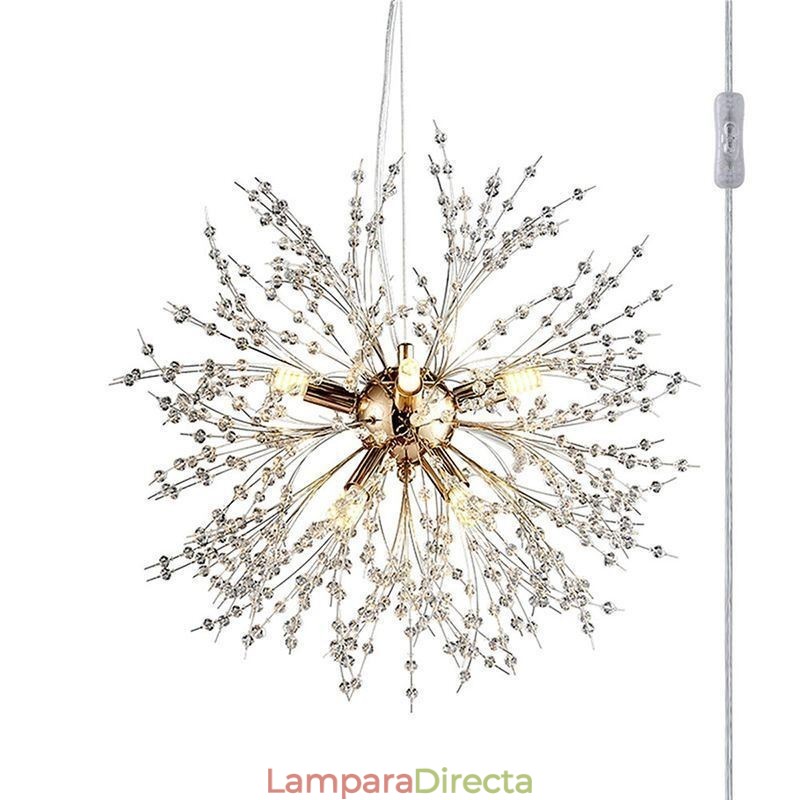 Lámpara colgante de diente de león de 8 luces con diseño de fuegos artificiales