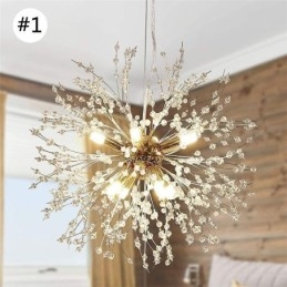 Lámpara colgante de diente de león de 8 luces con diseño de fuegos artificiales
