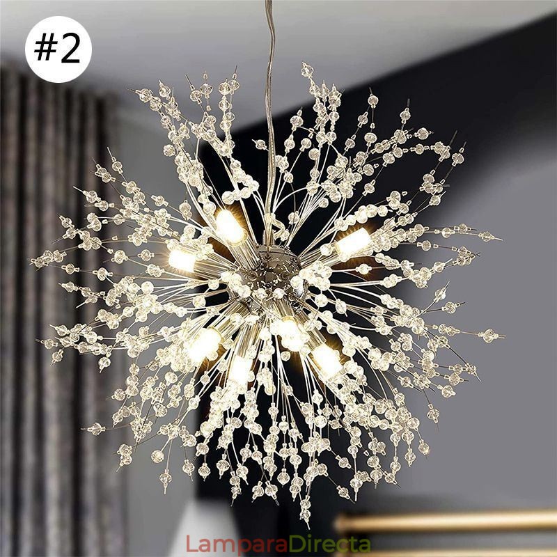 Lámpara colgante de diente de león de 8 luces con diseño de fuegos artificiales