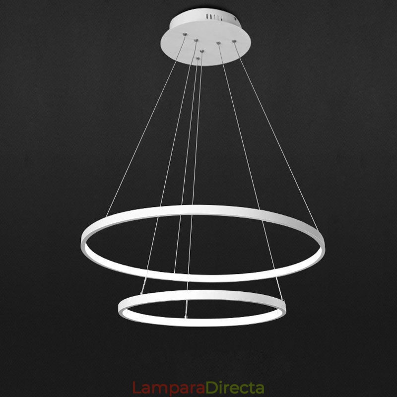 Lámpara colgante moderna y sencilla de aluminio con doble aro.