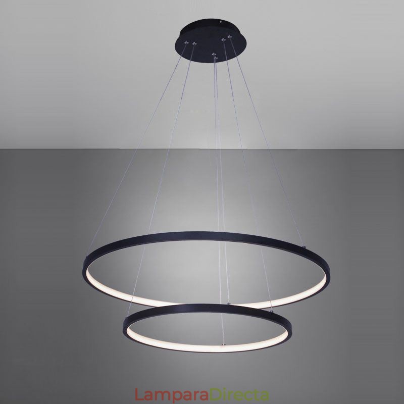 Lámpara colgante moderna y sencilla de aluminio con doble aro.