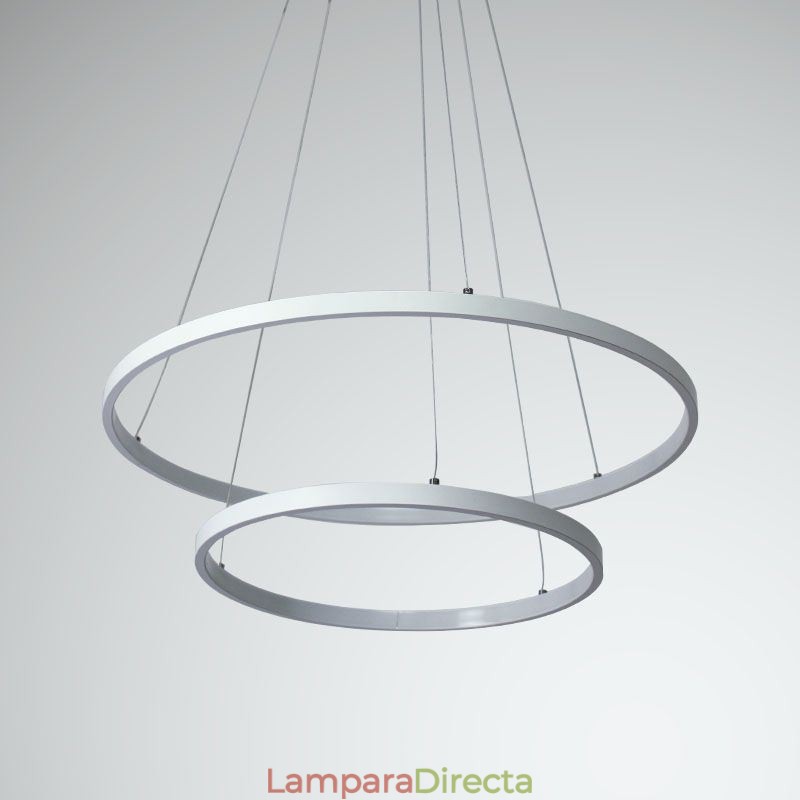 Lámpara colgante moderna y sencilla de aluminio con doble aro.