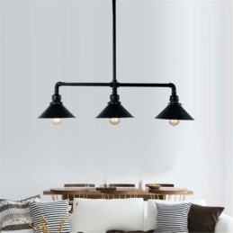 Lámpara colgante estilo rústico campestre con 3 luces estilo industrial retro vintage con forma de tubería de agua