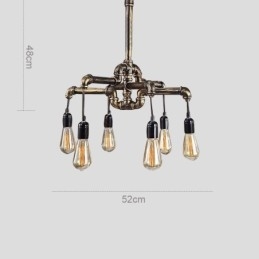 Lámpara colgante estilo rústico campestre con 6 luces estilo retro industrial vintage con forma de tubería de agua
