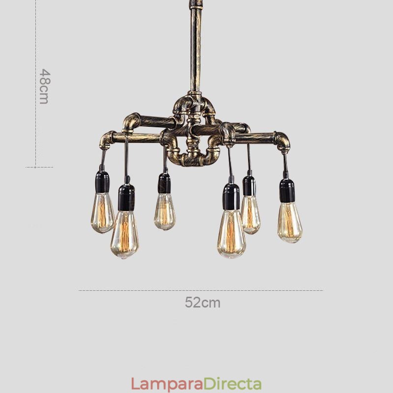 Lámpara colgante estilo rústico campestre con 6 luces estilo retro industrial vintage con forma de tubería de agua