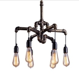 Lámpara colgante estilo rústico campestre con 6 luces estilo retro industrial vintage con forma de tubería de agua