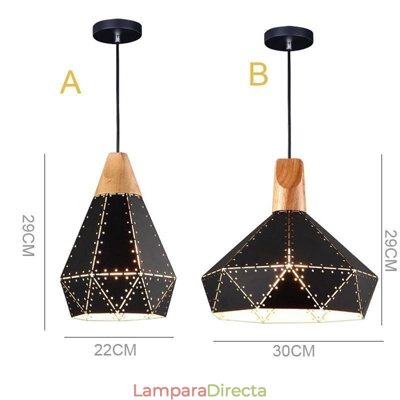Lámpara colgante industrial retro vintage con pantalla hueca