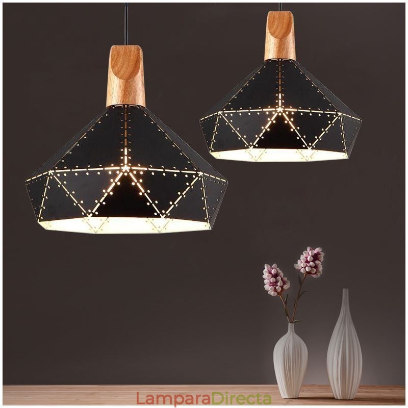 Lámpara colgante industrial retro vintage con pantalla hueca