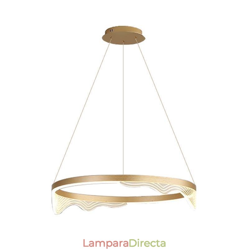 Lámpara colgante nórdica de aluminio con ondas doradas