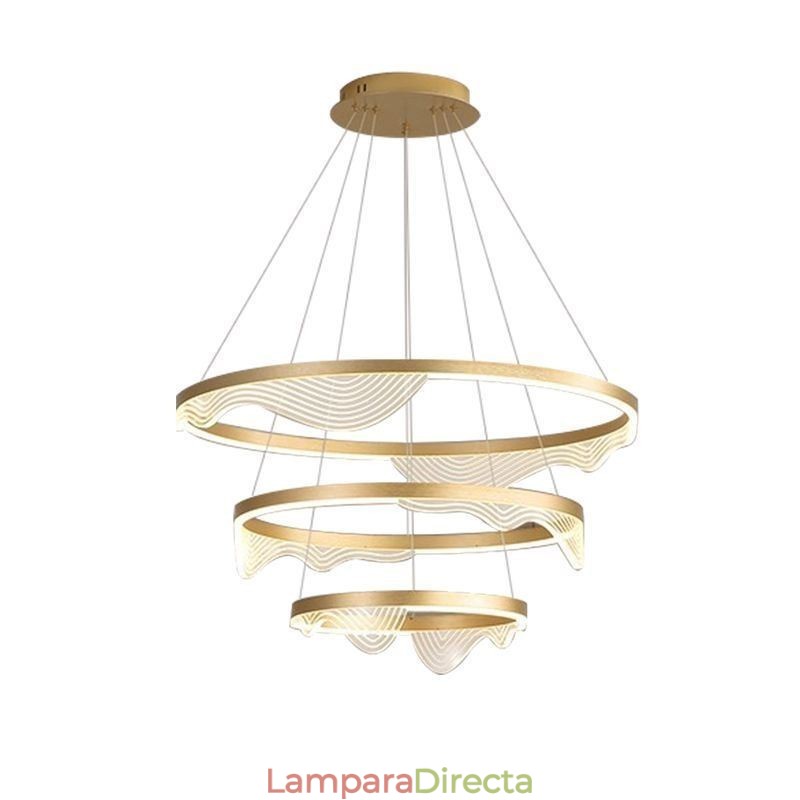 Lámpara colgante Golden Wave Ondulado Lámpara colgante 3 luces