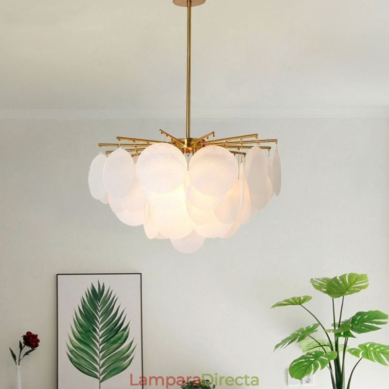 Lámpara colgante moderna de 6 luces con forma de cristal