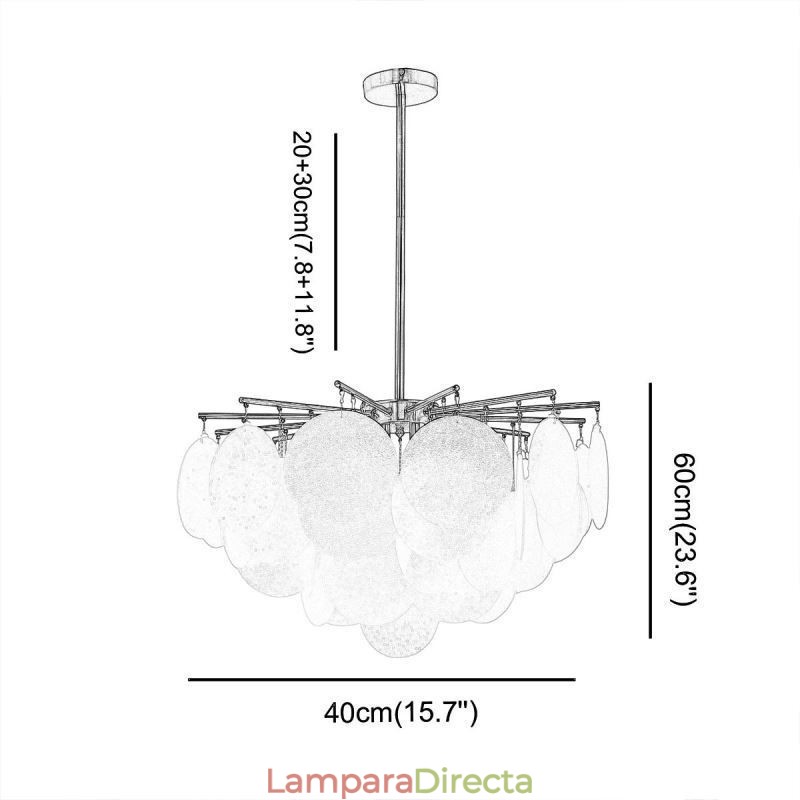 Lámpara colgante moderna de 6 luces con forma de cristal