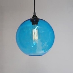 Lámpara colgante moderna de cristal con diseño de burbuja redonda azul