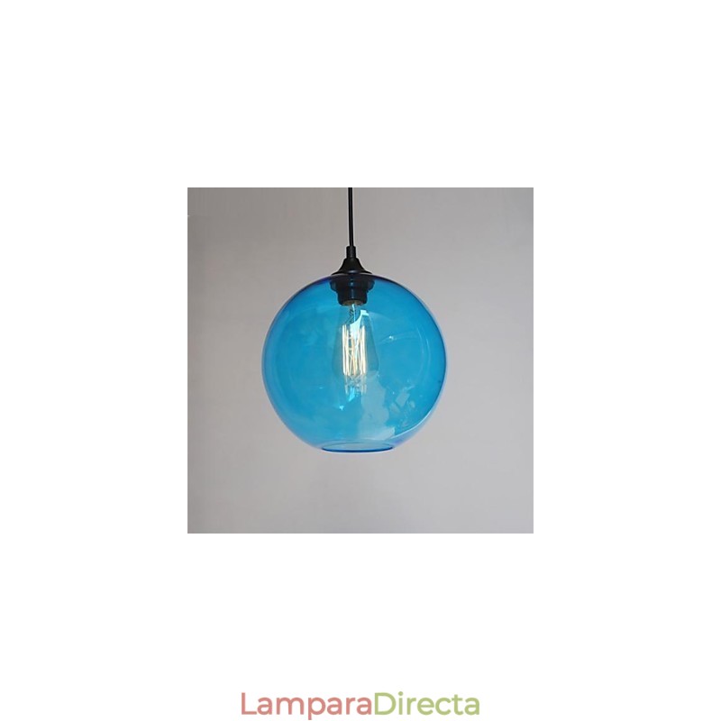 Lámpara colgante moderna de cristal con diseño de burbuja redonda azul