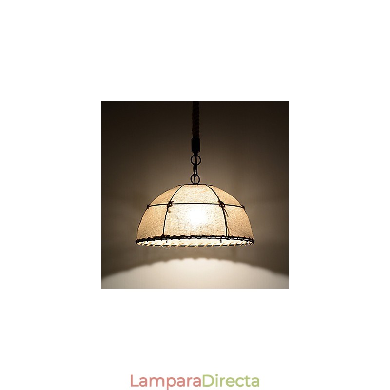 Lámparas colgantes de 1 luz con forma semicircular, estilo vintage, estilo industrial, de tela amarilla y metales.