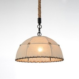 Lámparas colgantes de 1 luz con forma semicircular, estilo vintage, estilo industrial, de tela amarilla y metales.