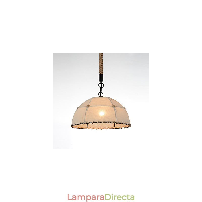 Lámparas colgantes de 1 luz con forma semicircular, estilo vintage, estilo industrial, de tela amarilla y metales.