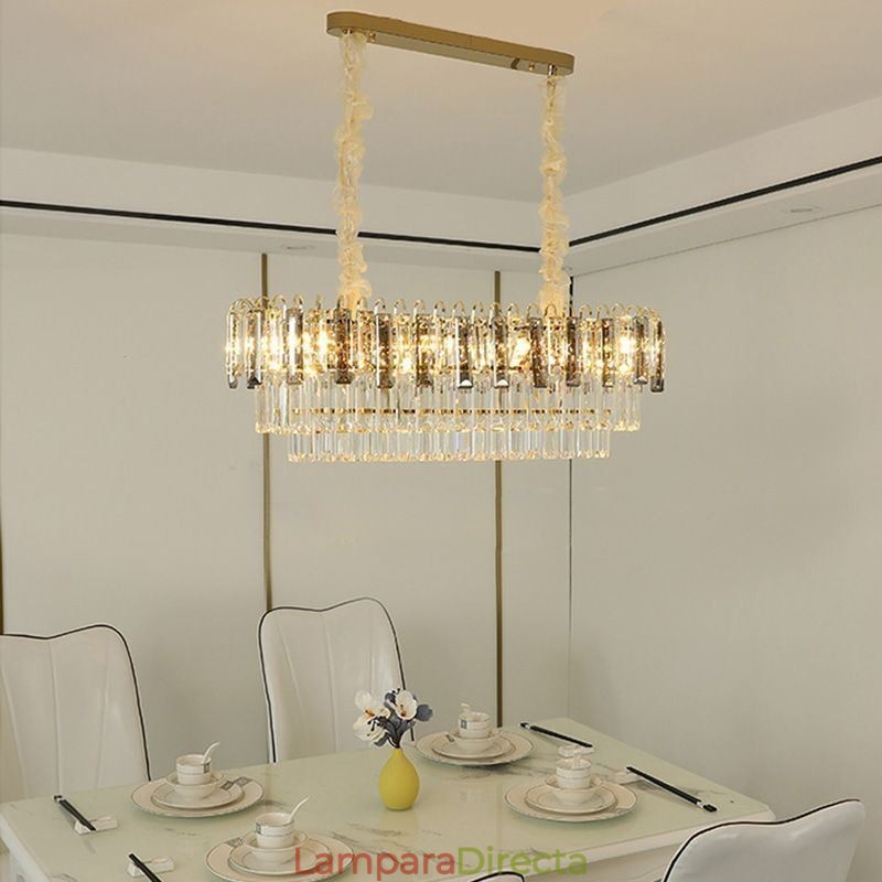 Lámpara colgante rectangular de cristal para techo