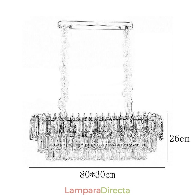 Lámpara colgante rectangular de cristal para techo